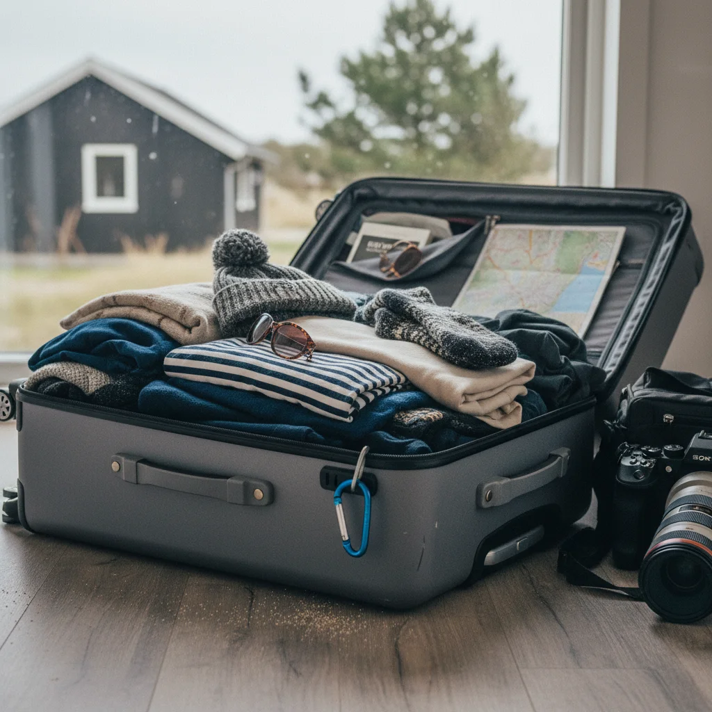 Gepackter Koffer für den Dänemark-Urlaub