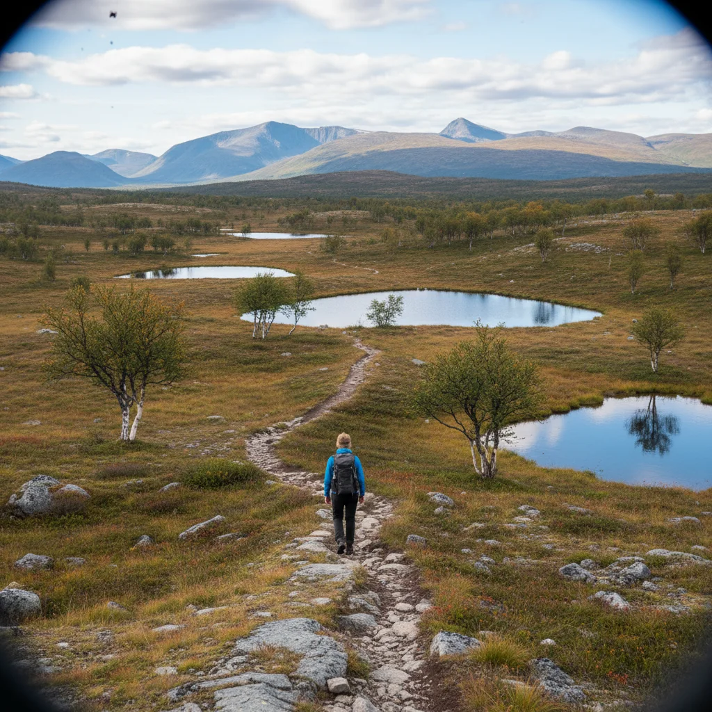 Markierter Wanderweg über offenes Fjäll im Pallas-Yllästunturi Nationalpark