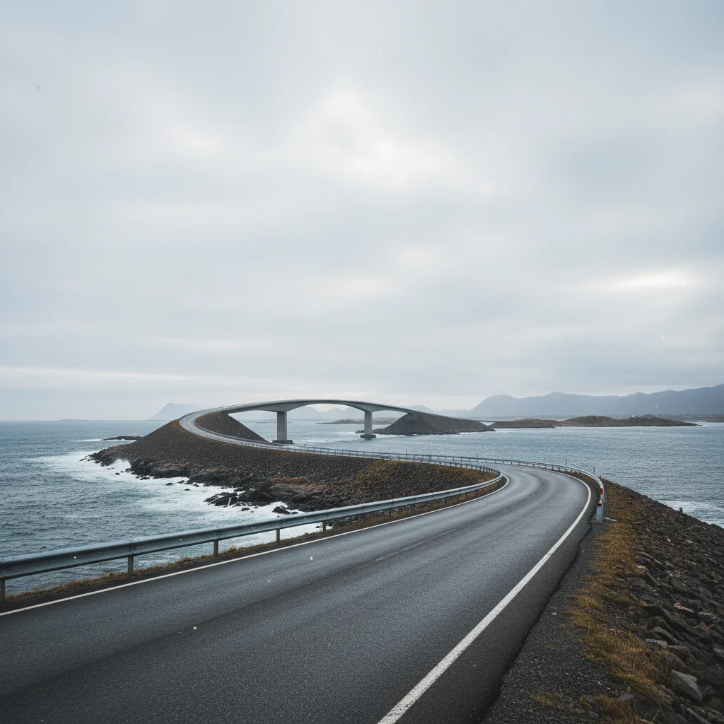 Die Atlantikstraße mit ihren geschwungenen Brücken über das Meer