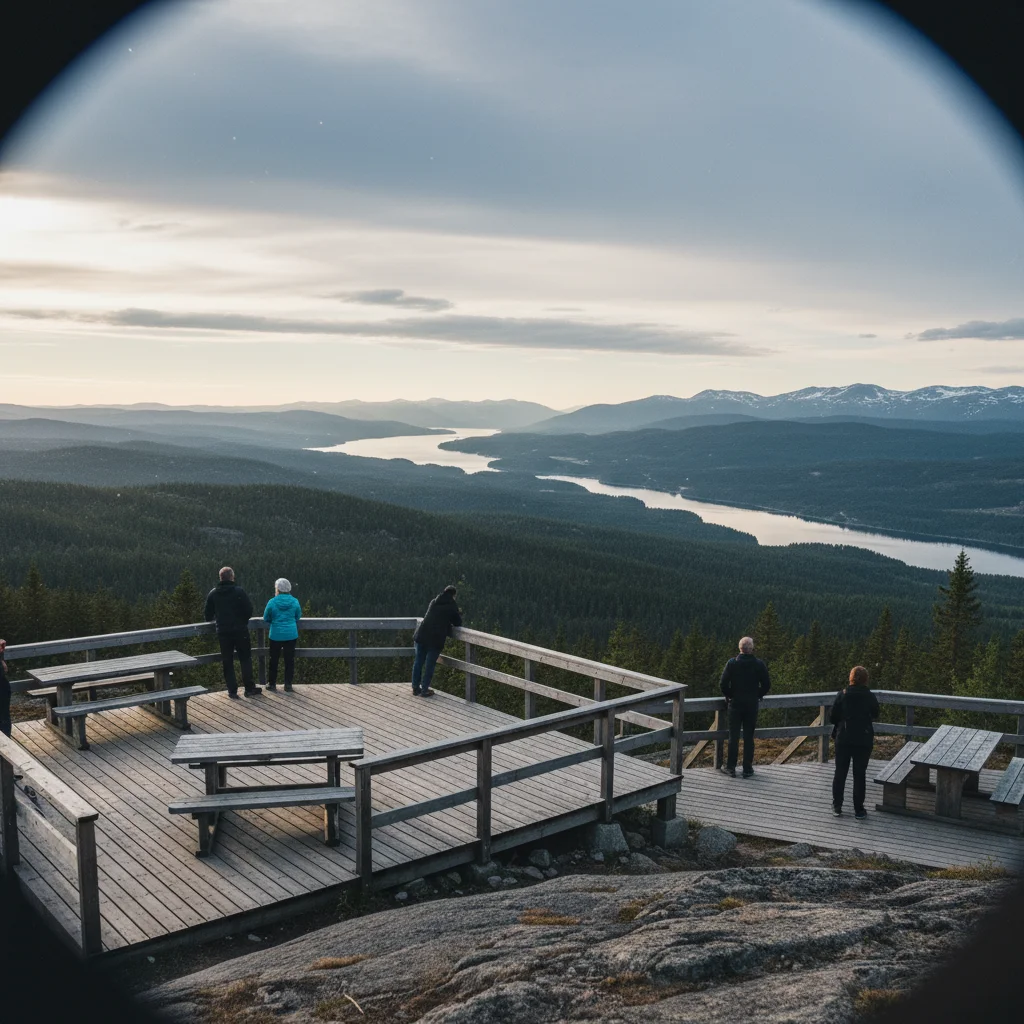 Moderner Architektur-Rastplatz an einer norwegischen Panoramastraße