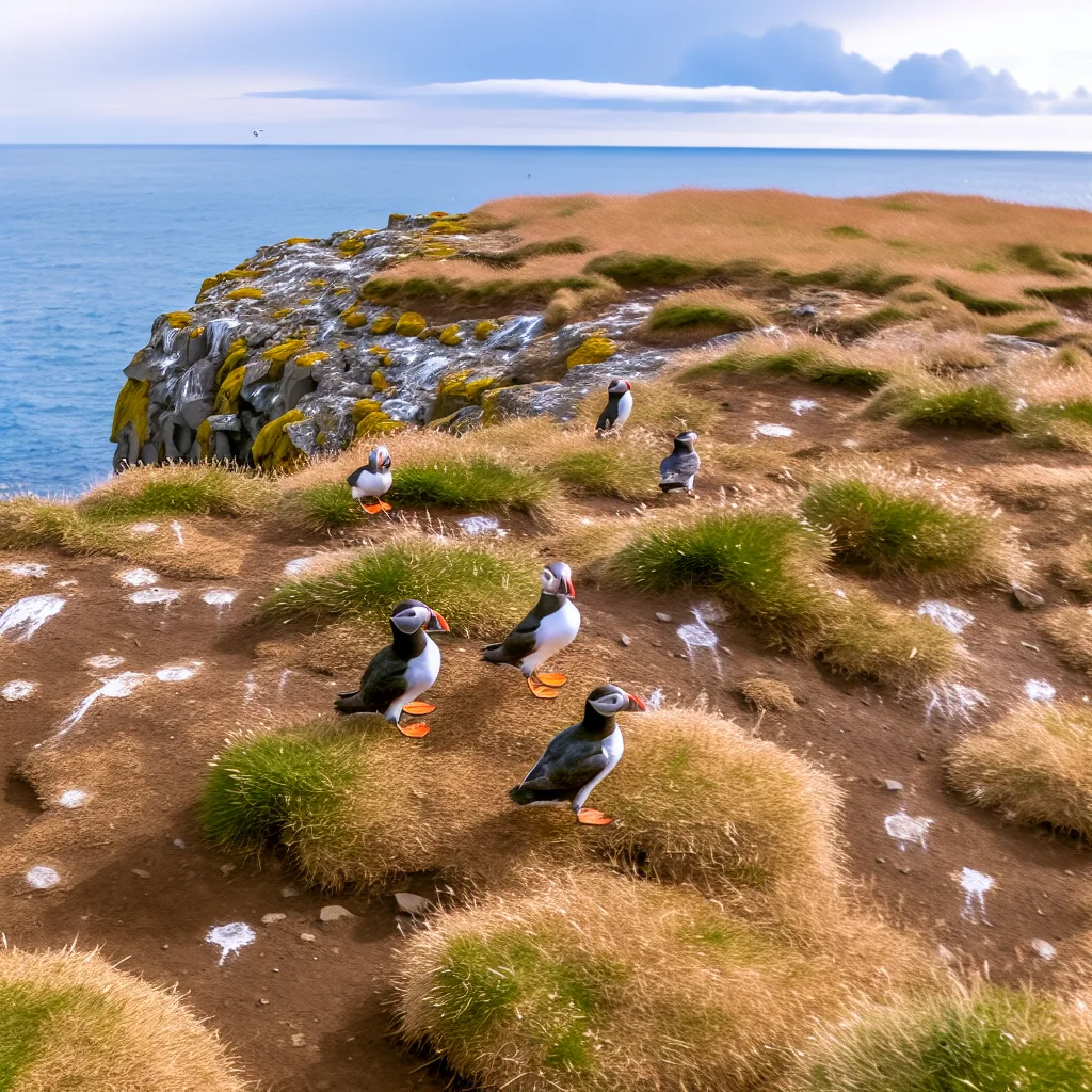 Papageientaucher auf einer Klippe in Südisland