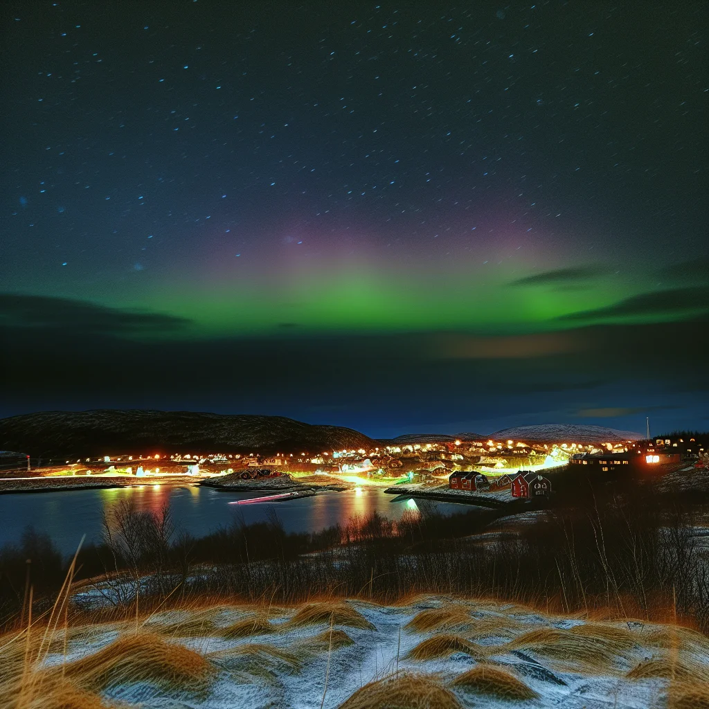 Nordlicht über Bodo am Polarkreis in Norwegen