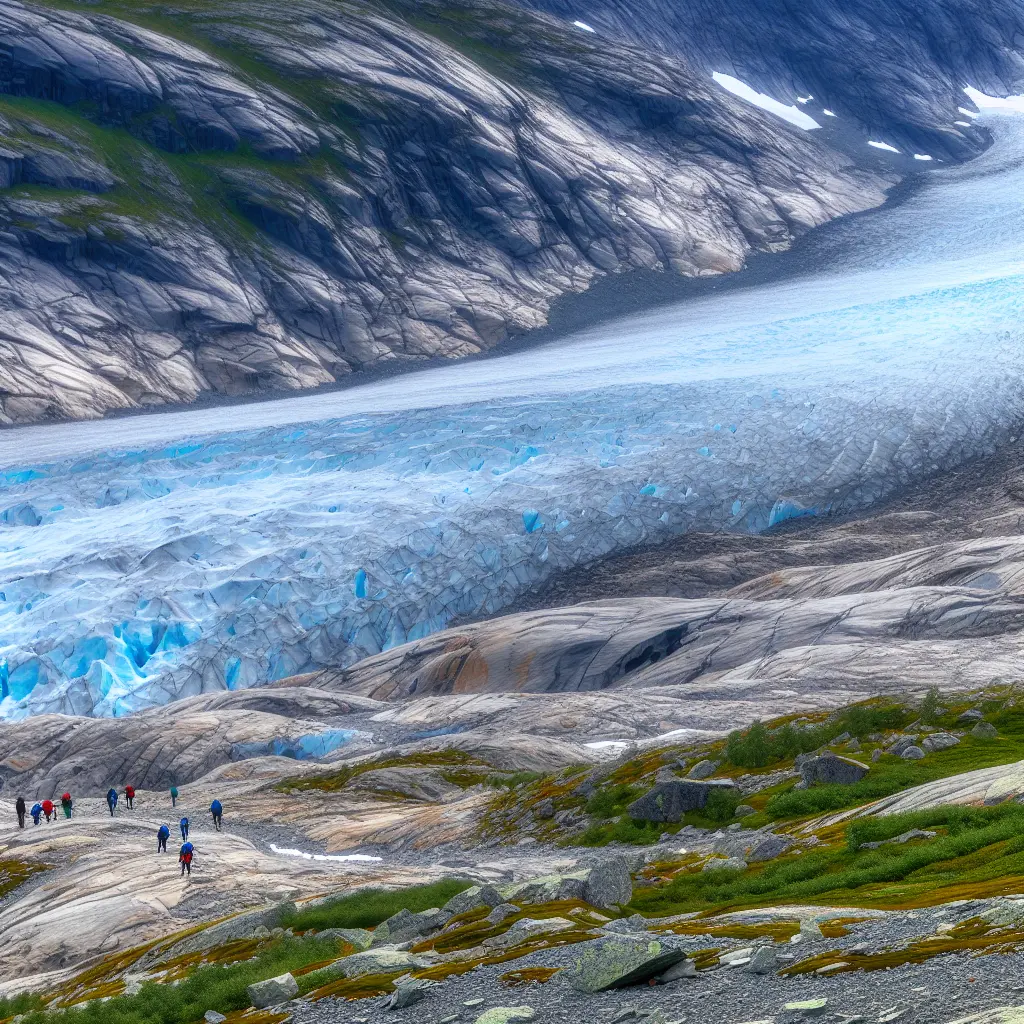 Der Svartisen Gletscher suedlich von Bodo in Nordnorwegen