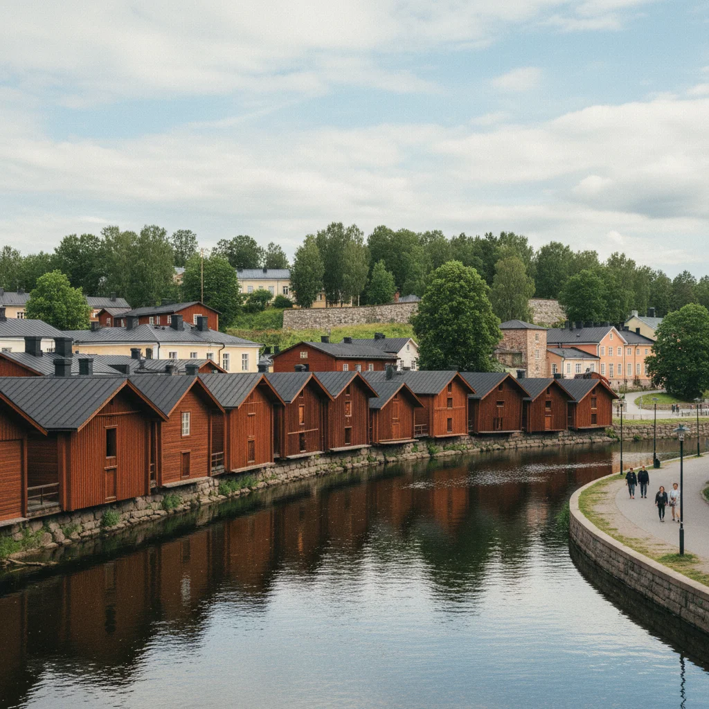 Die roten Uferspeicher von Porvoo in Finnland