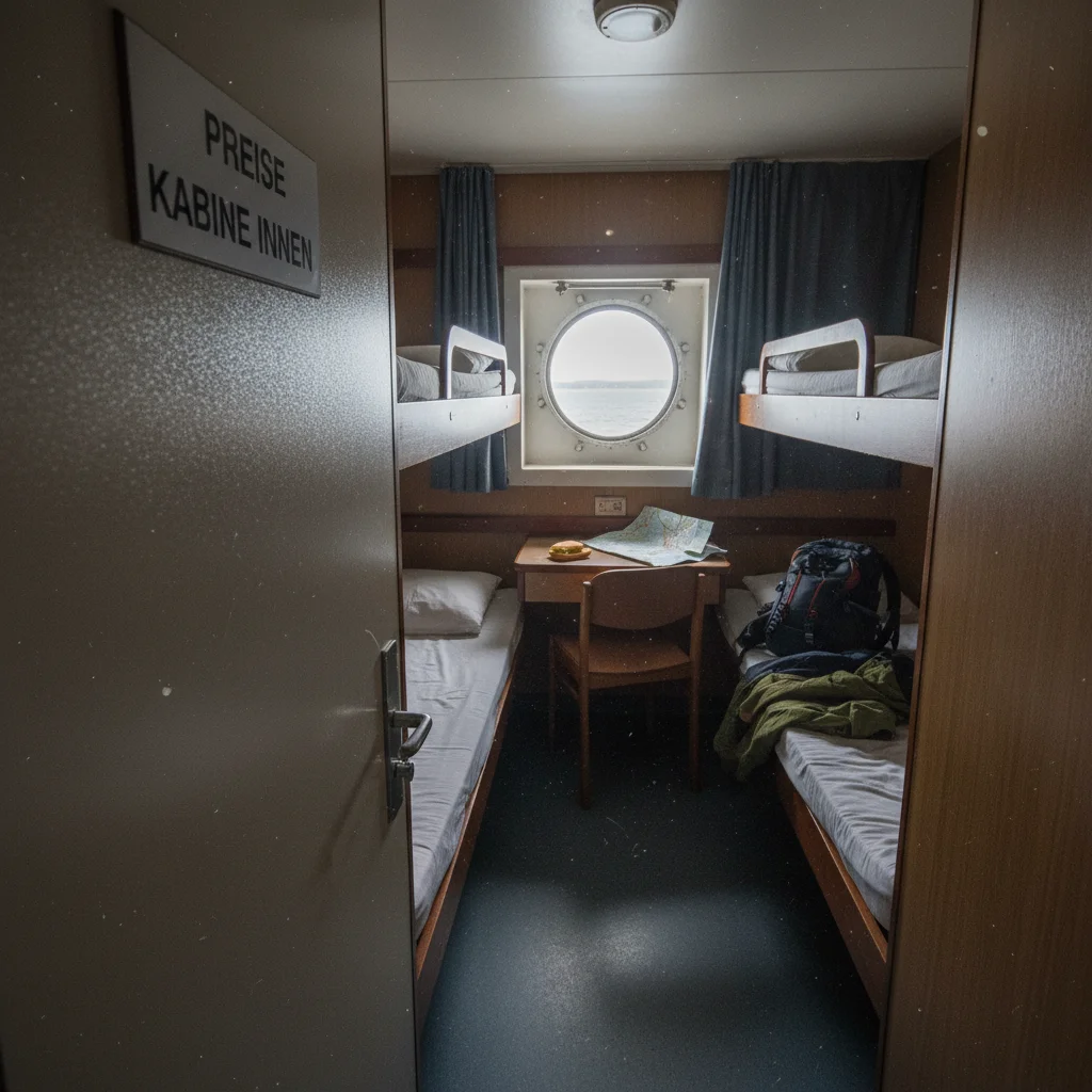 Innenkabine auf einem Hurtigruten-Schiff mit zwei Betten