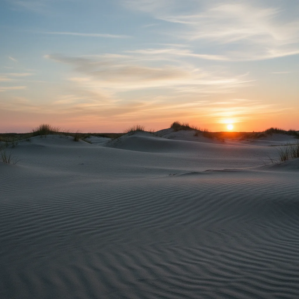 Sonnenuntergang über der Råbjerg Mile