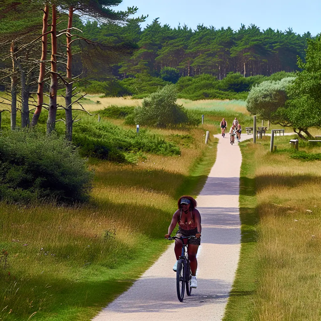 Radweg auf Bornholm durch grüne Landschaft