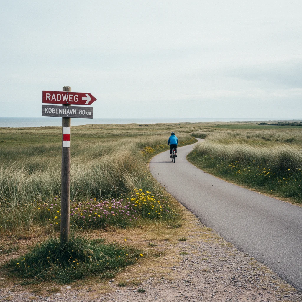 Beschilderter Radweg in Dänemark