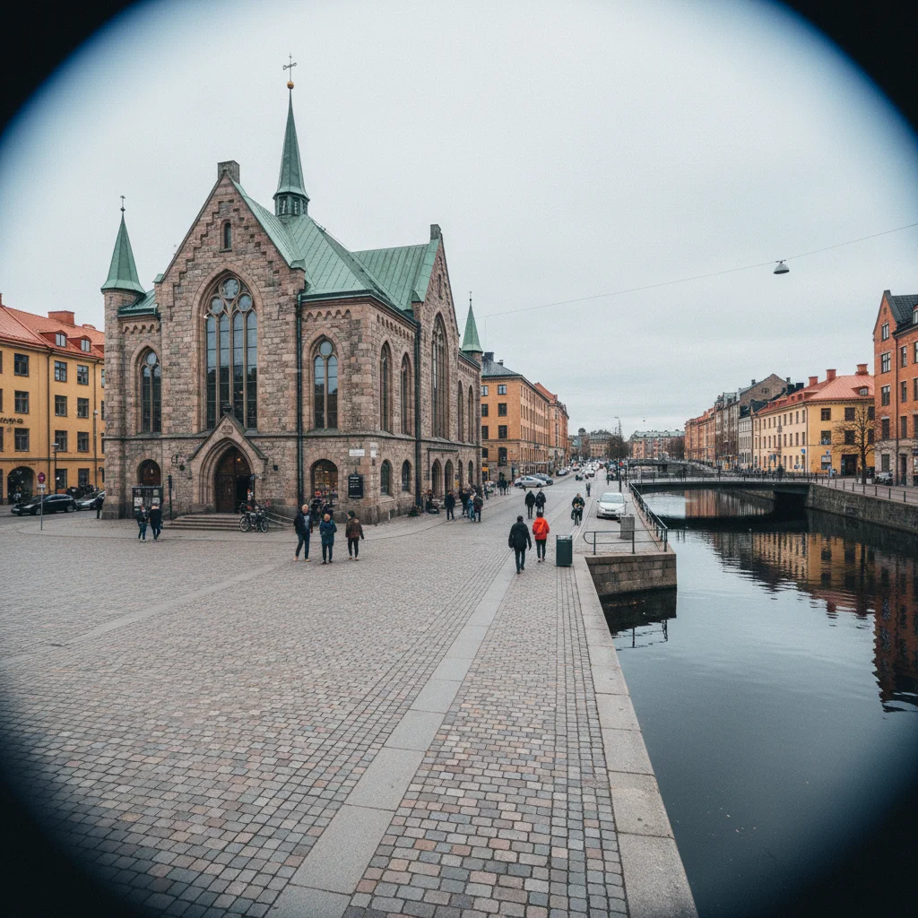 Die Feskekörka in Göteborg von außen, die Fischhalle die wie eine gotische Kirche aussieht