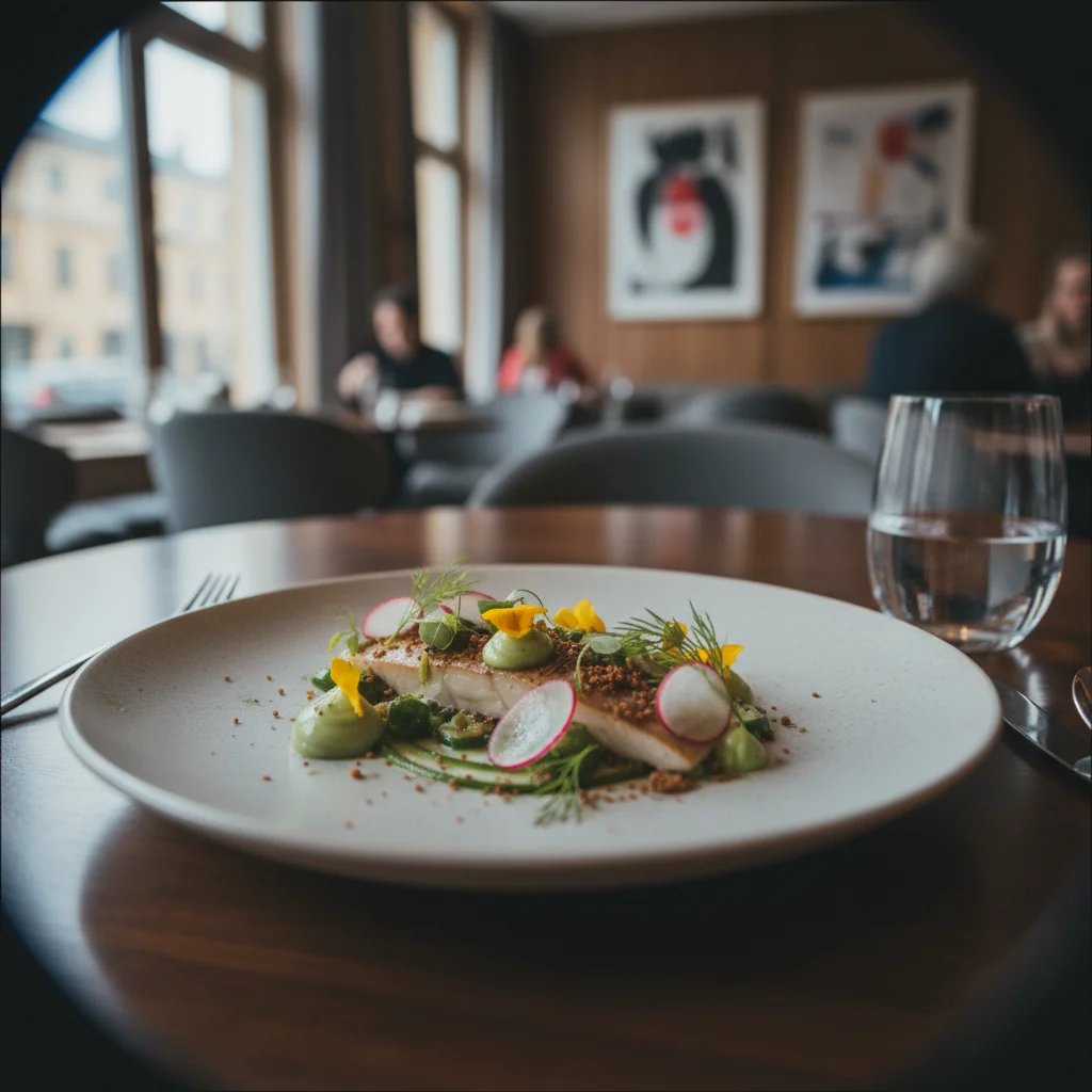 Elegant angerichteter Teller in einem Stockholmer Fine Dining Restaurant