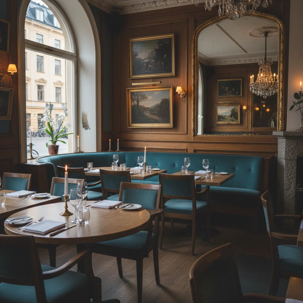 Elegantes Restaurant in Östermalm Stockholm mit klassischem Interieur