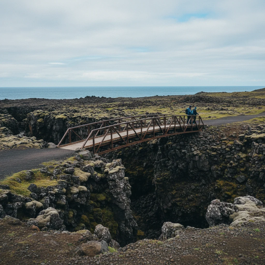 Brücke zwischen den Kontinenten auf der Reykjanes-Halbinsel in Island