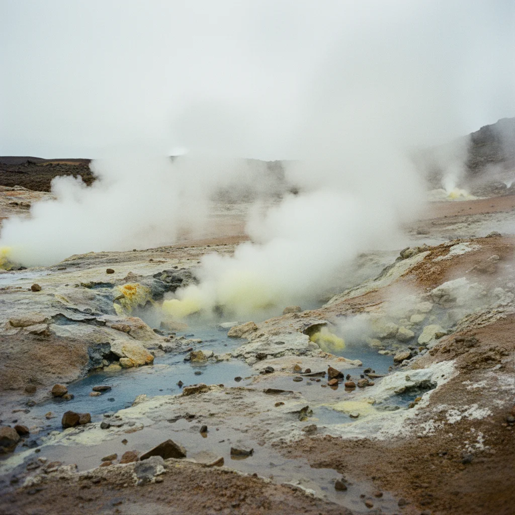 Dampfende Solfatare Gunnuhver auf der Reykjanes-Halbinsel