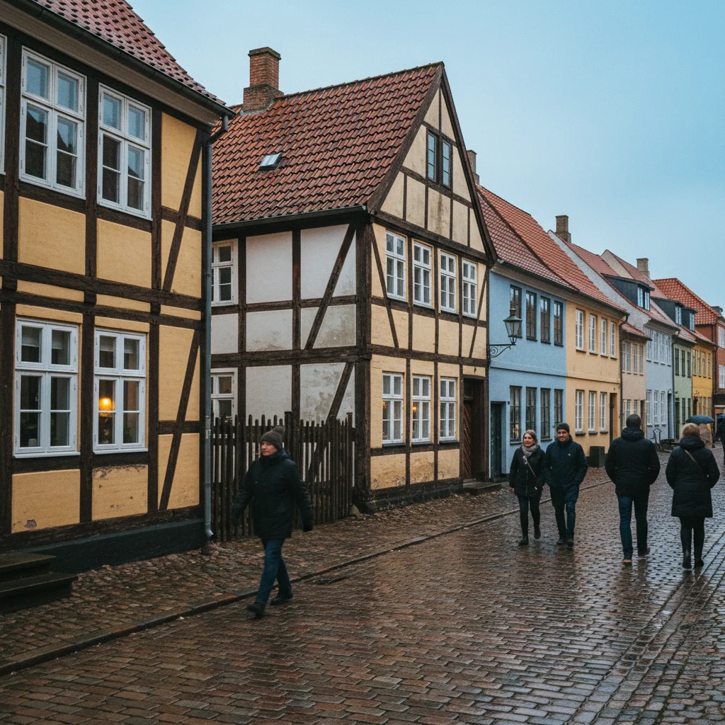 Fachwerkhäuser in der Altstadt von Ribe, Dänemark