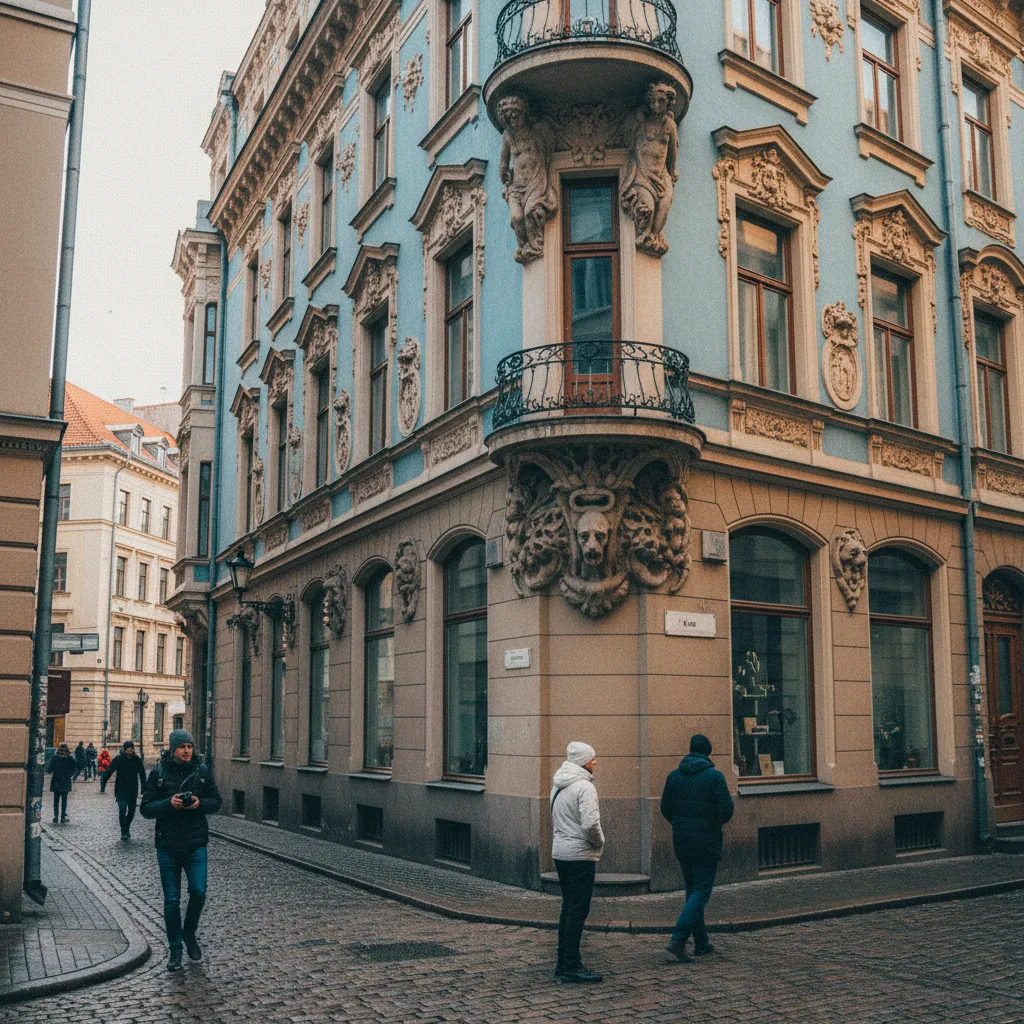 Jugendstil-Fassaden in der Alberta Straße in Riga