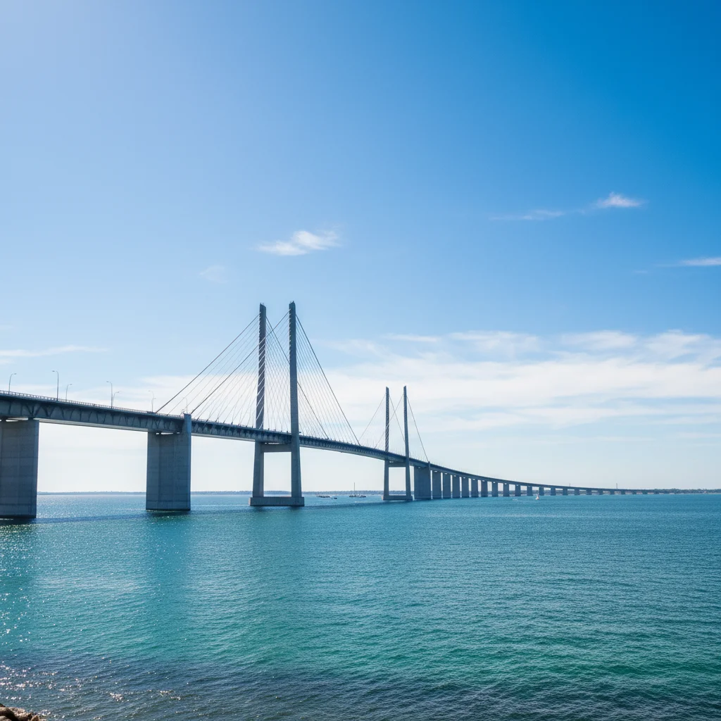 Storebælt-Brücke in Dänemark bei Sonnenschein