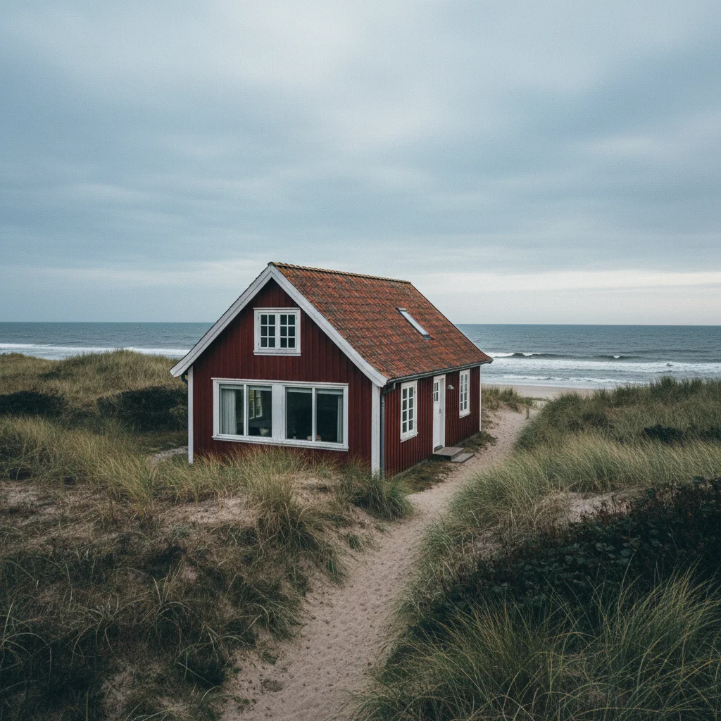 Typisches dänisches Ferienhaus an der Küste