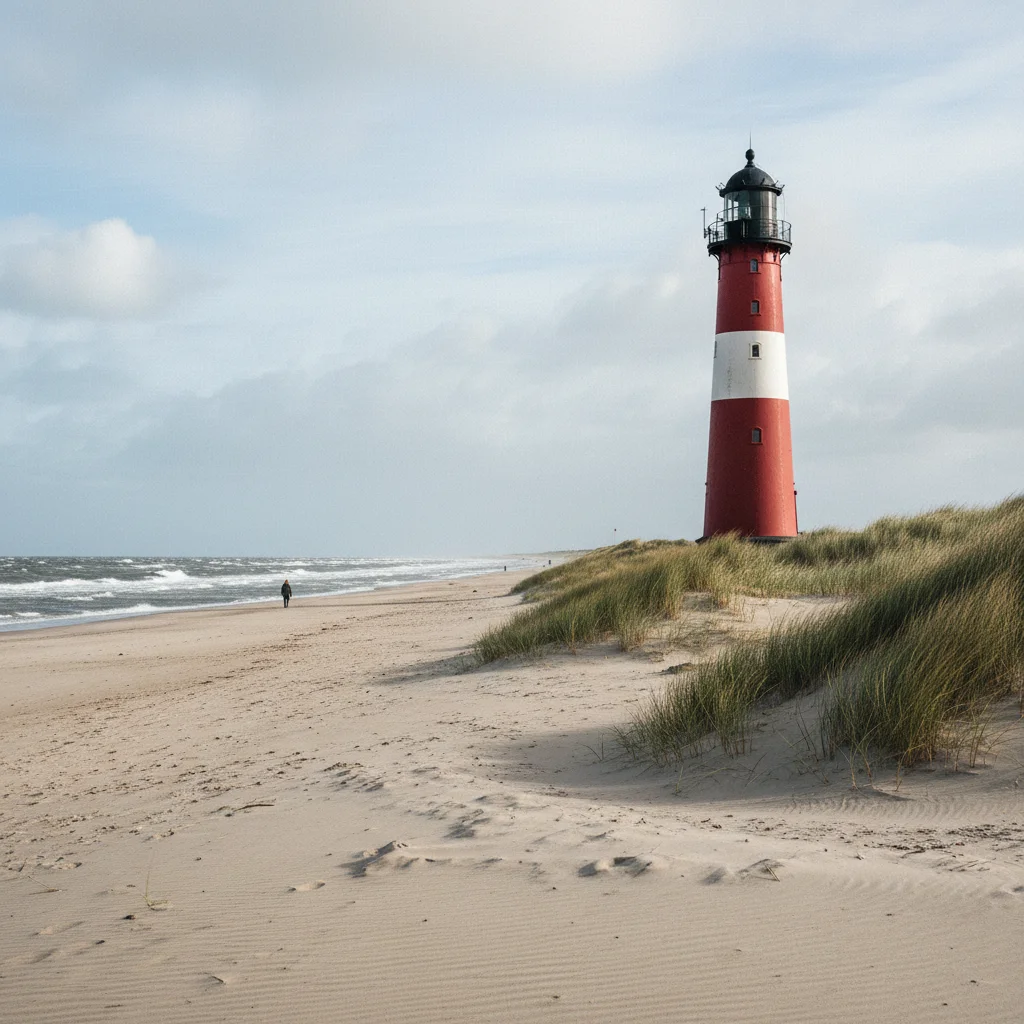 Roter Leuchtturm an der dänischen Westküste