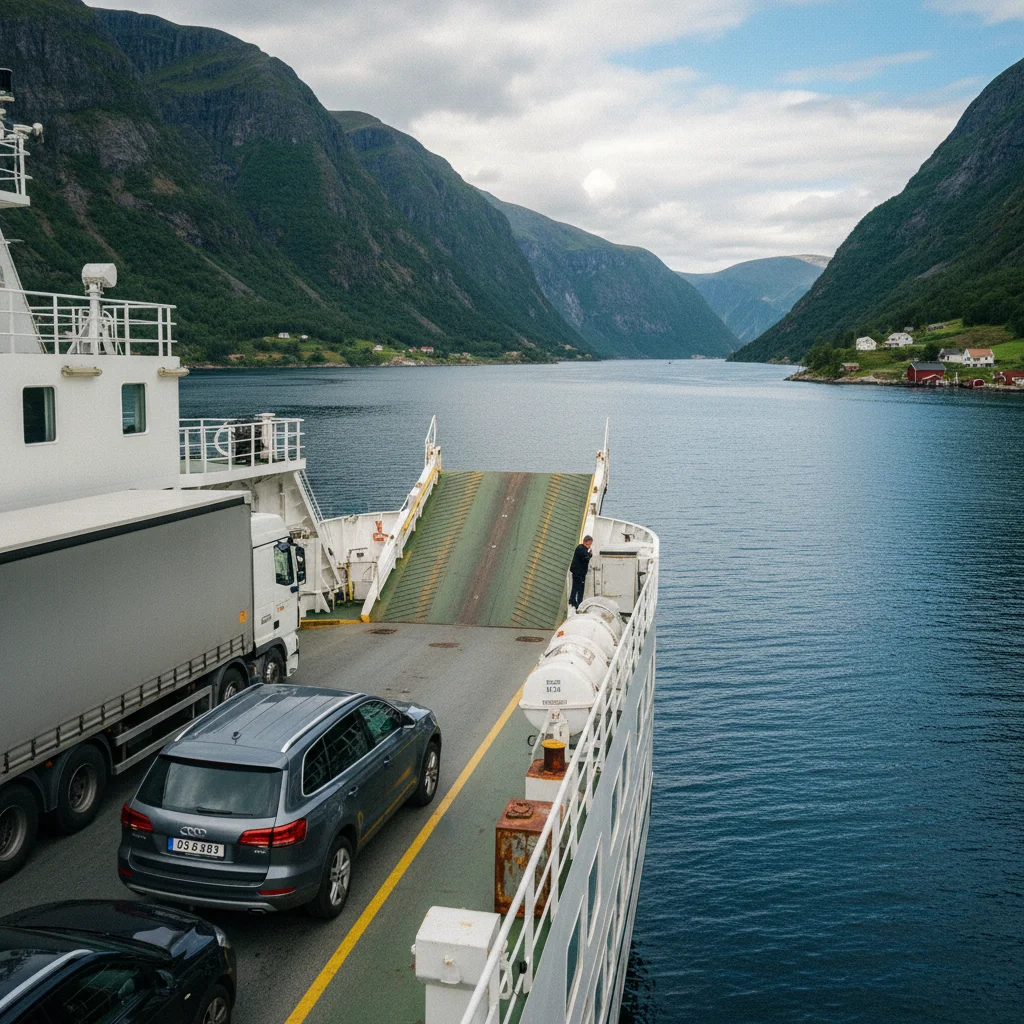Auto auf einer norwegischen Fjordfähre