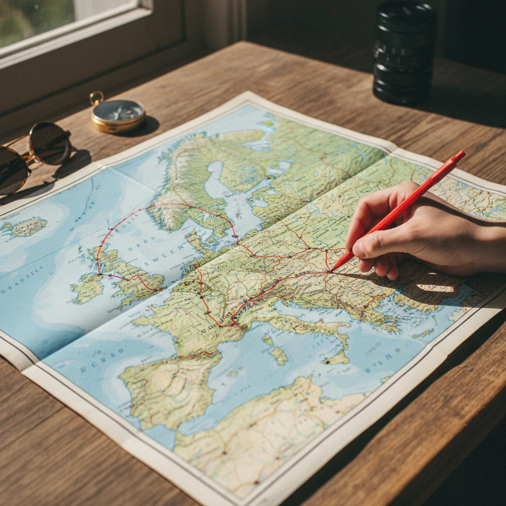 Landkarte mit Roadtrip-Route durch Skandinavien