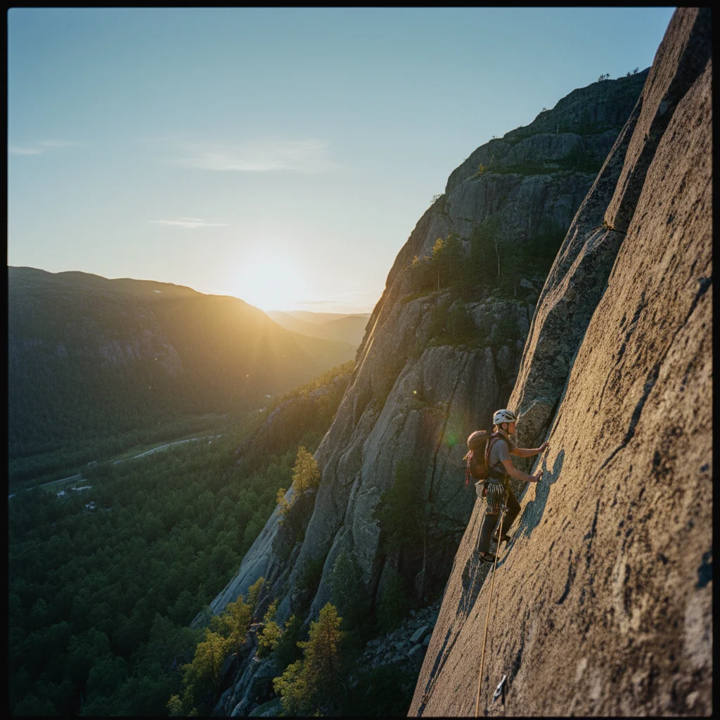 Kletterer an einer Felswand im Romsdal