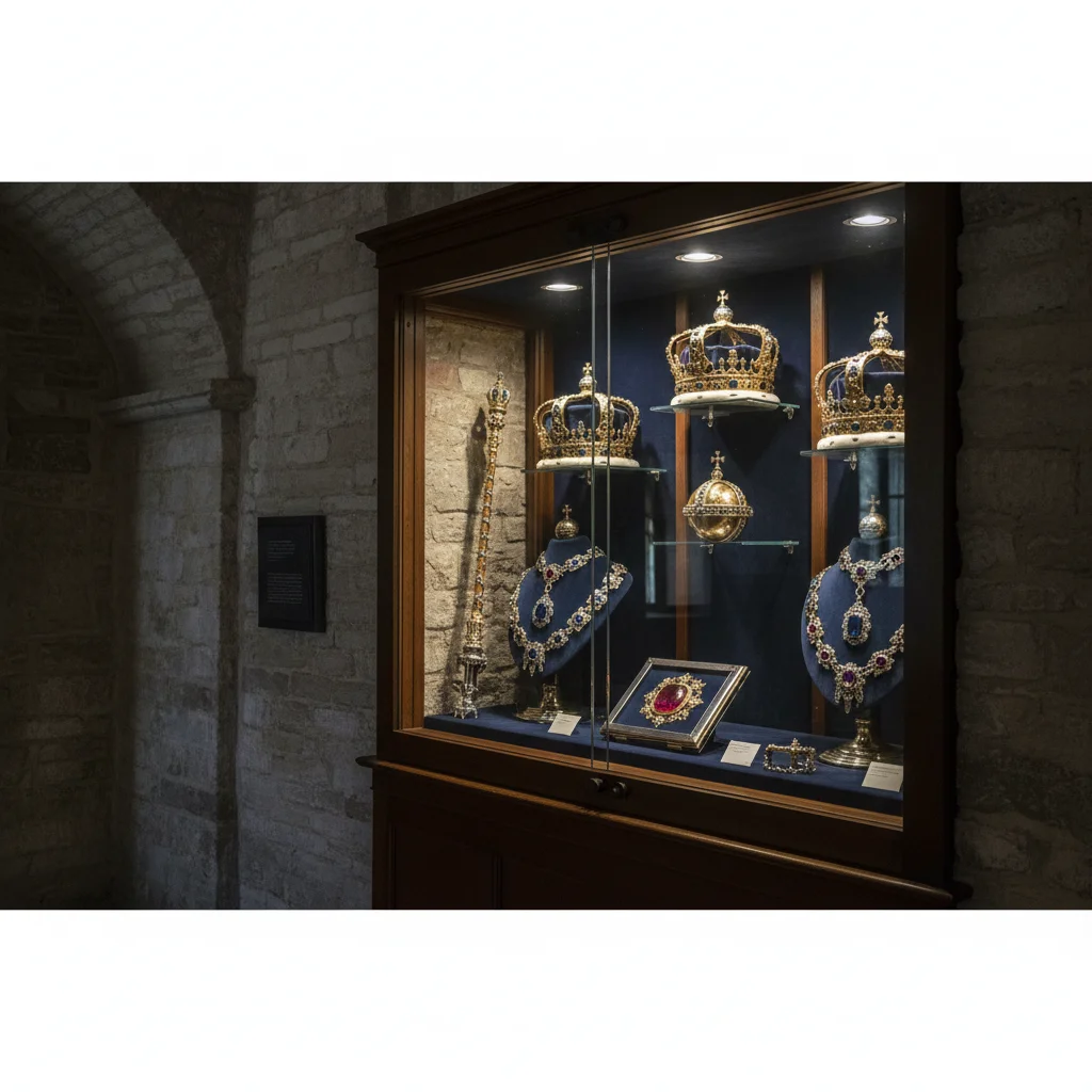 Die dänischen Kronjuwelen in der Schatzkammer von Schloss Rosenborg