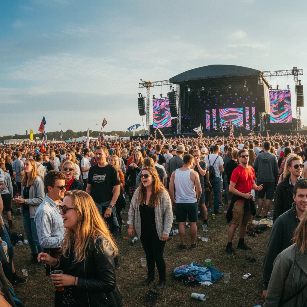 Menschenmenge vor einer Bühne beim Roskilde Festival