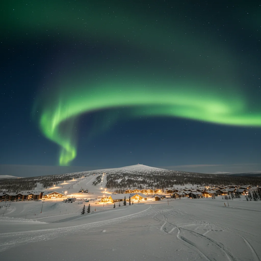 Nordlichter über Saariselkä in Lappland