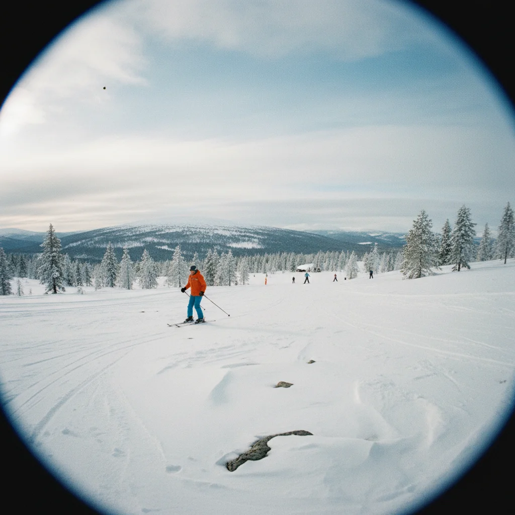 Skipiste und Lift am Kaunispää in Saariselkä