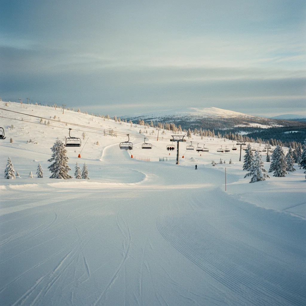 Skigebiet Sälen mit präparierten Pisten und Skiliften im Winter