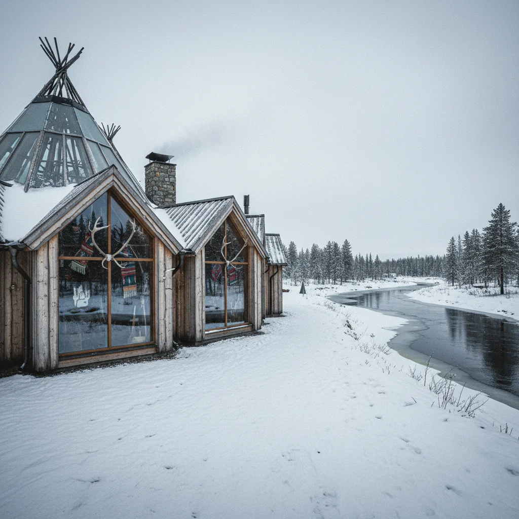 Modernes samisches Kulturzentrum in Lappland mit traditionellen Elementen
