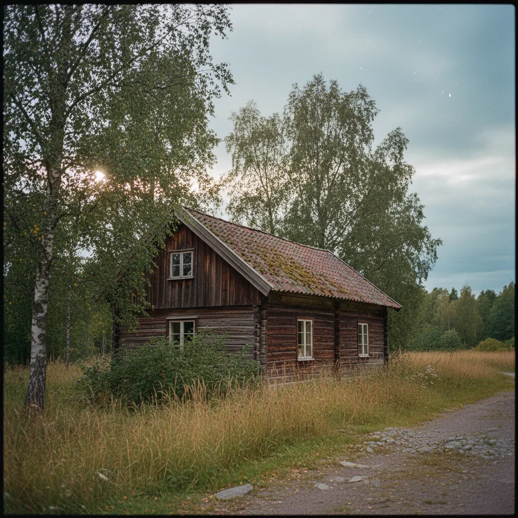 Rotes Holzferienhaus auf einer Schäreninsel in Finnland