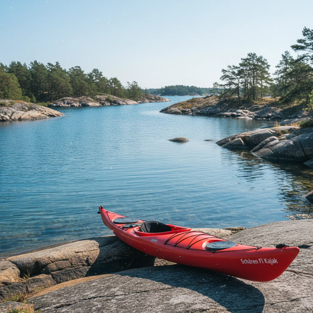 Kajakfahrer zwischen Schäreninseln in Finnland