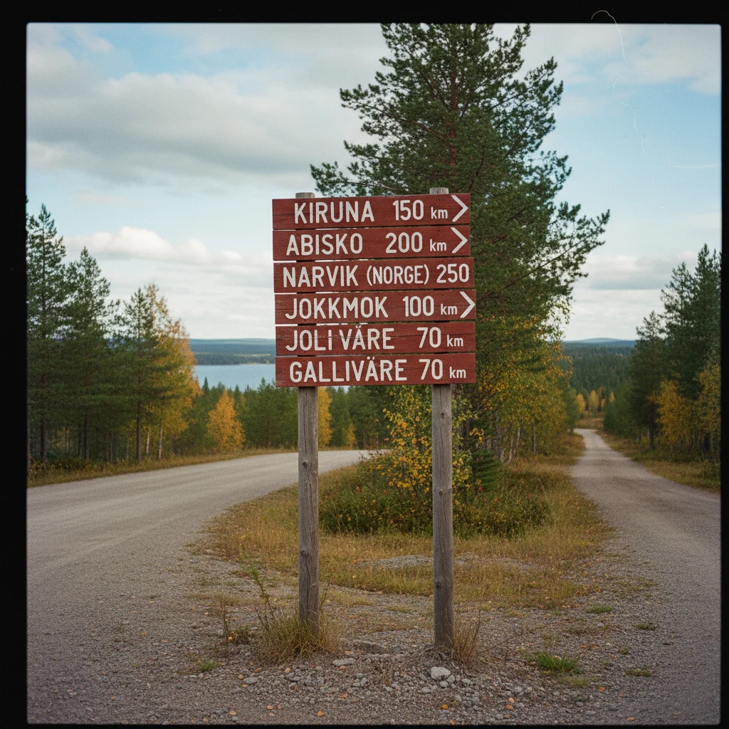 Schwedischer Wegweiser an einer Landstraße mit Ortsangaben