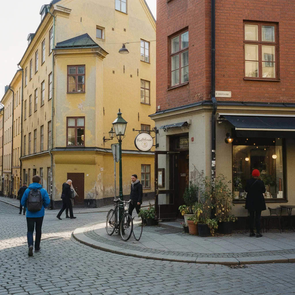 Dunkle Stockholmer Straßenszene im Stil der Millennium-Filme