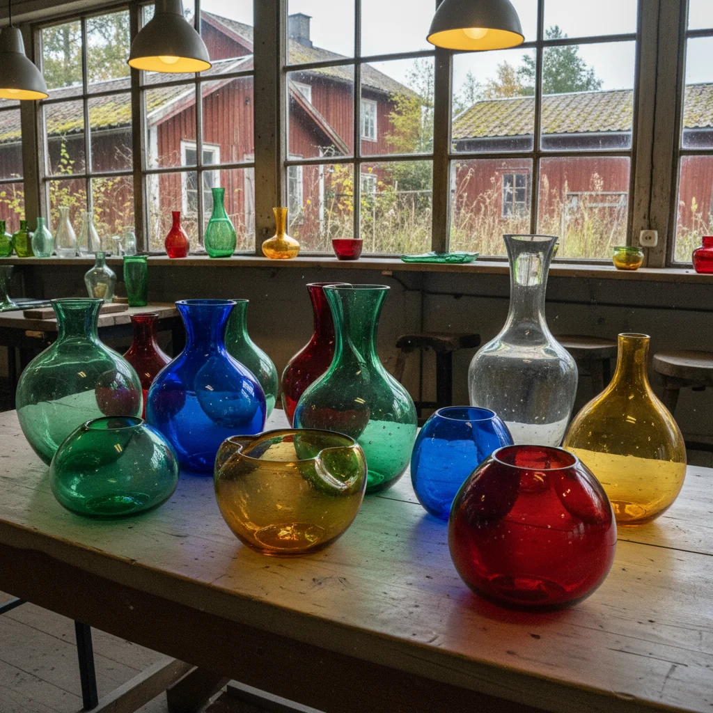 Kunstvolle Glasvasen aus der Glashütte Kosta Boda in Smålands Glasreich
