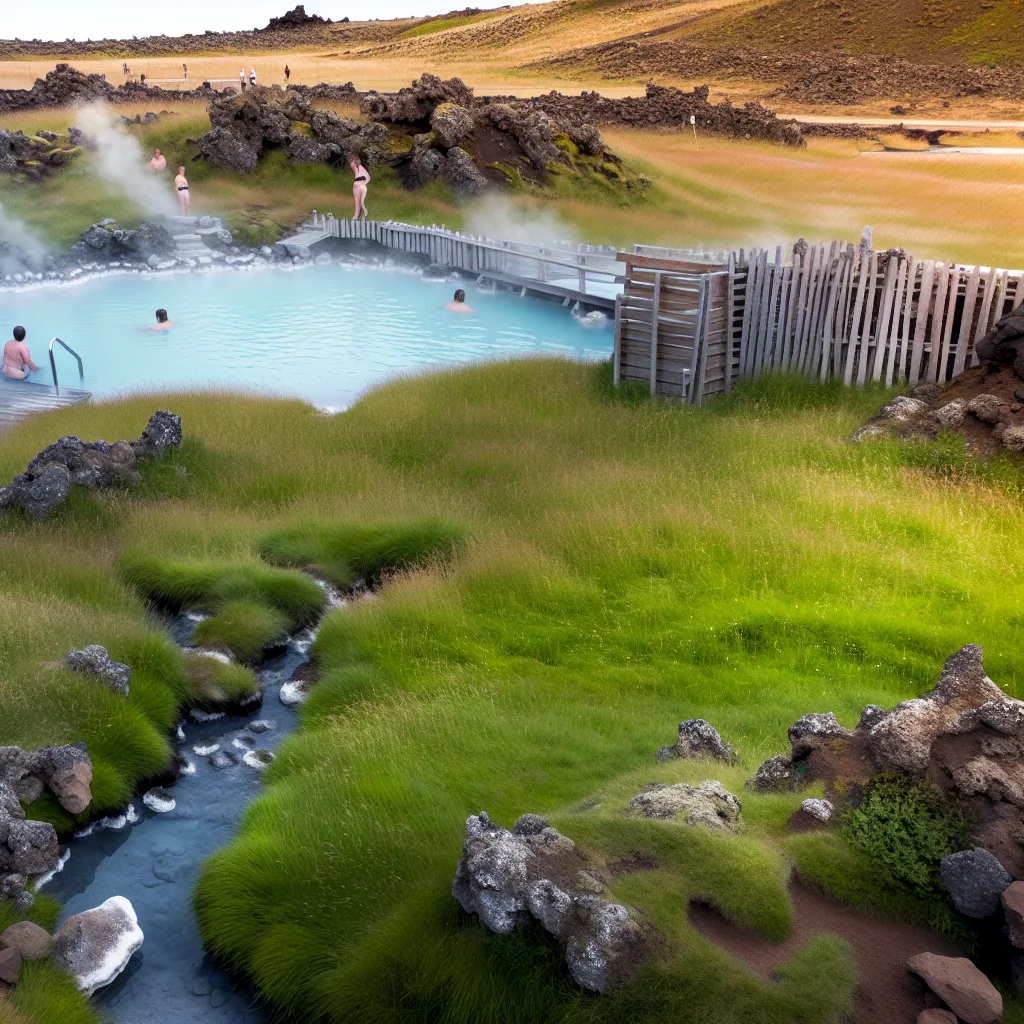 Secret Lagoon natürliches heißes Bad in Flúðir, Südisland
