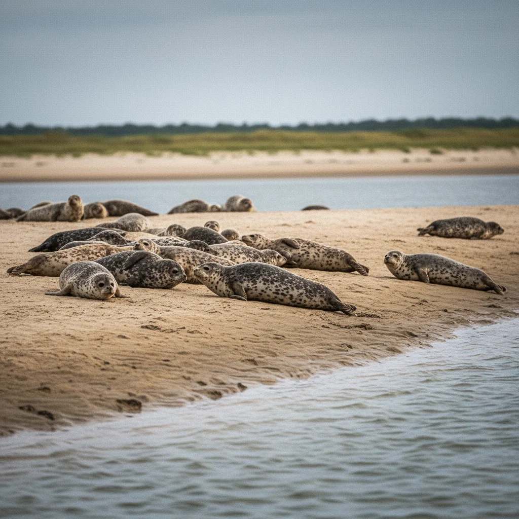 Seehundkolonie vor der Insel Fanø im dänischen Wattenmeer