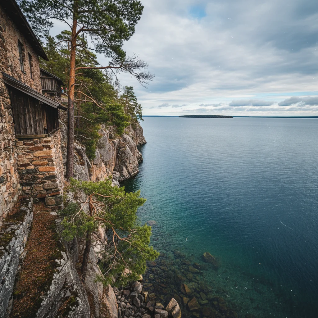 Das klare türkisfarbene Wasser des Vättern mit felsigem Ufer bei Hjo