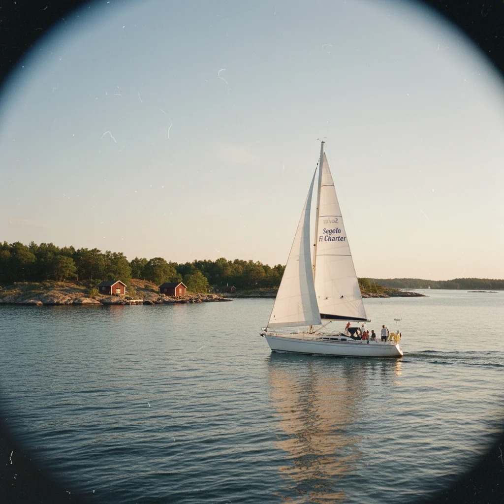 Chartersegelboot vor Anker in einer finnischen Bucht