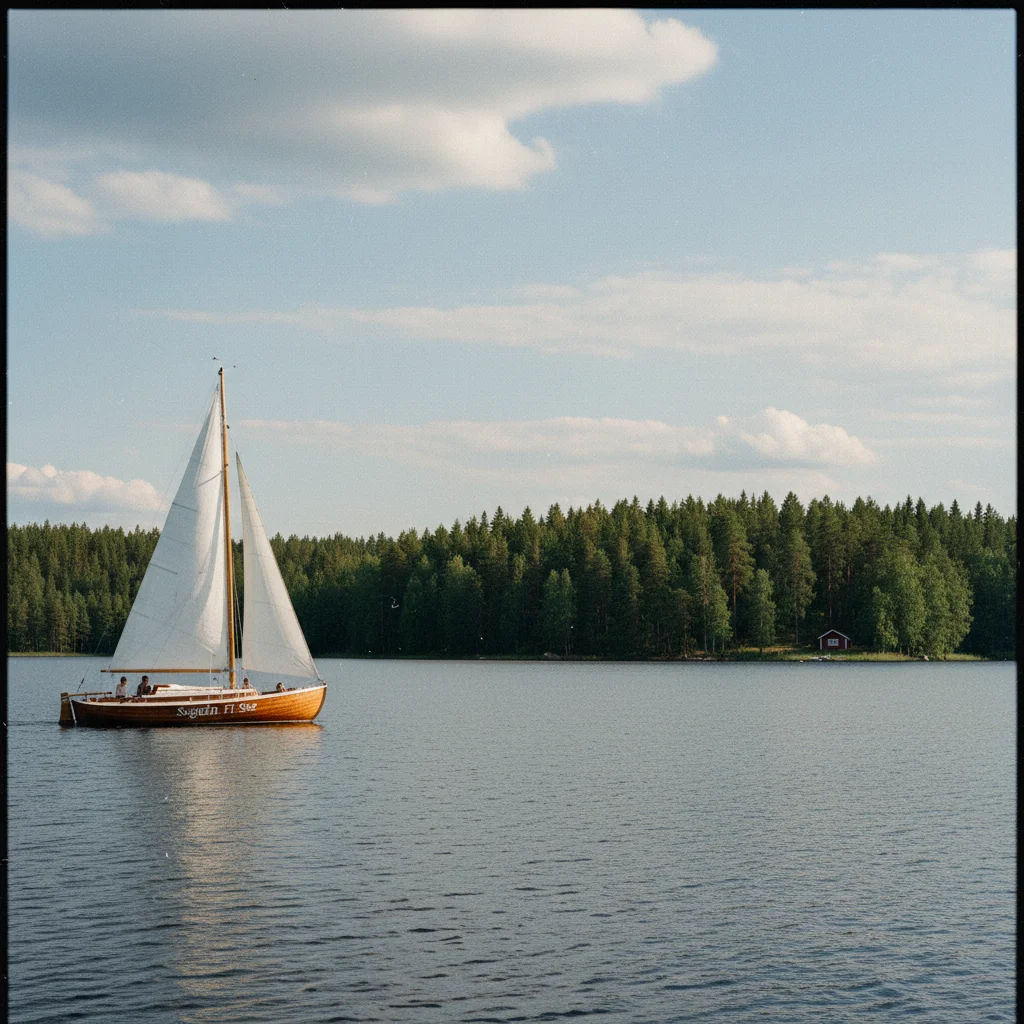 Segelboot auf einem großen finnischen Binnensee