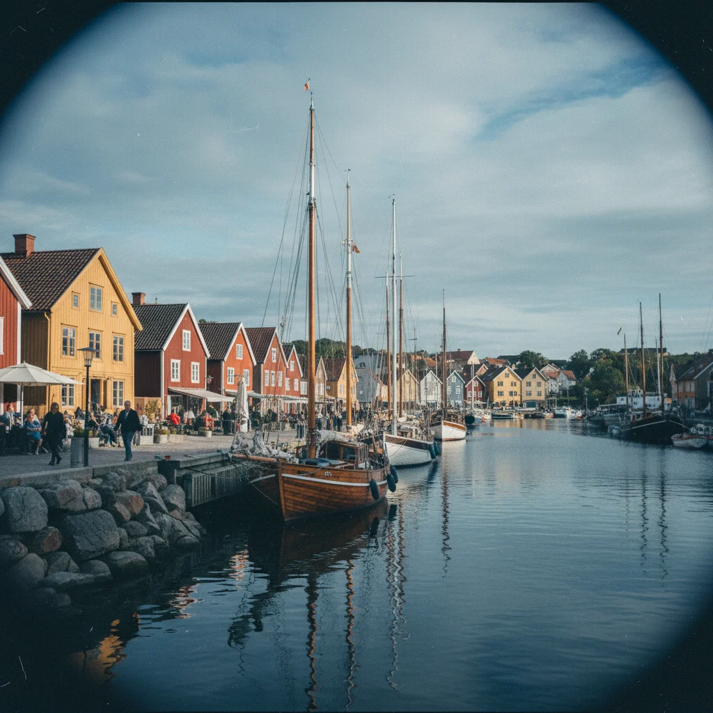 Segelboote in einem kleinen norwegischen Hafen