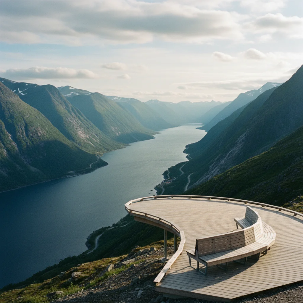 Bergsbotn Aussichtsplattform auf Senja mit Fjordblick