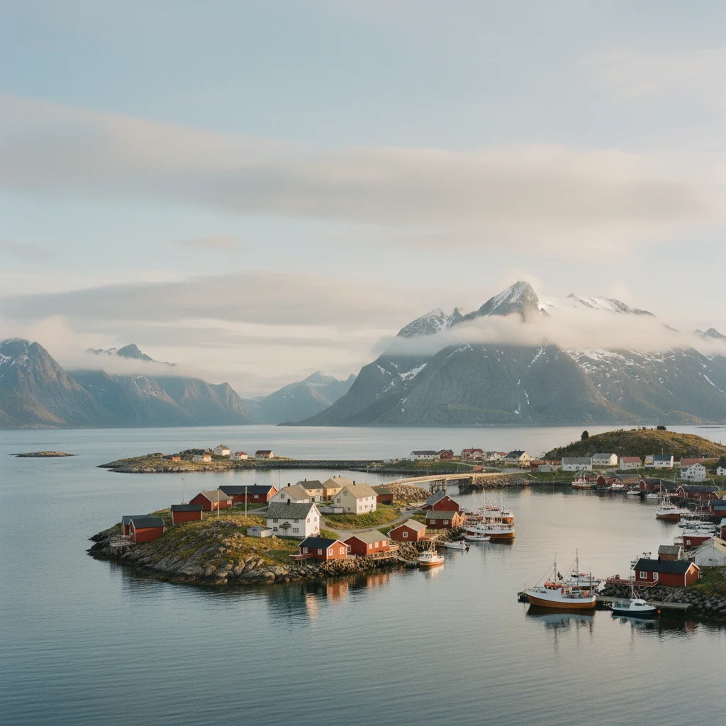Husøy Fischerdorf auf einer kleinen Insel vor Senja