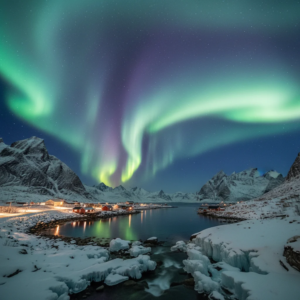 Nordlichter über der Insel Senja in Nordnorwegen