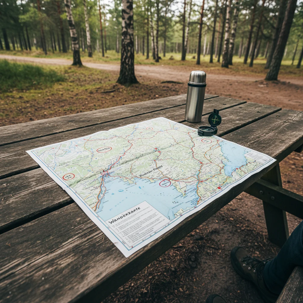 Wanderkarte mit eingezeichneten Shelter-Plätzen in Dänemark