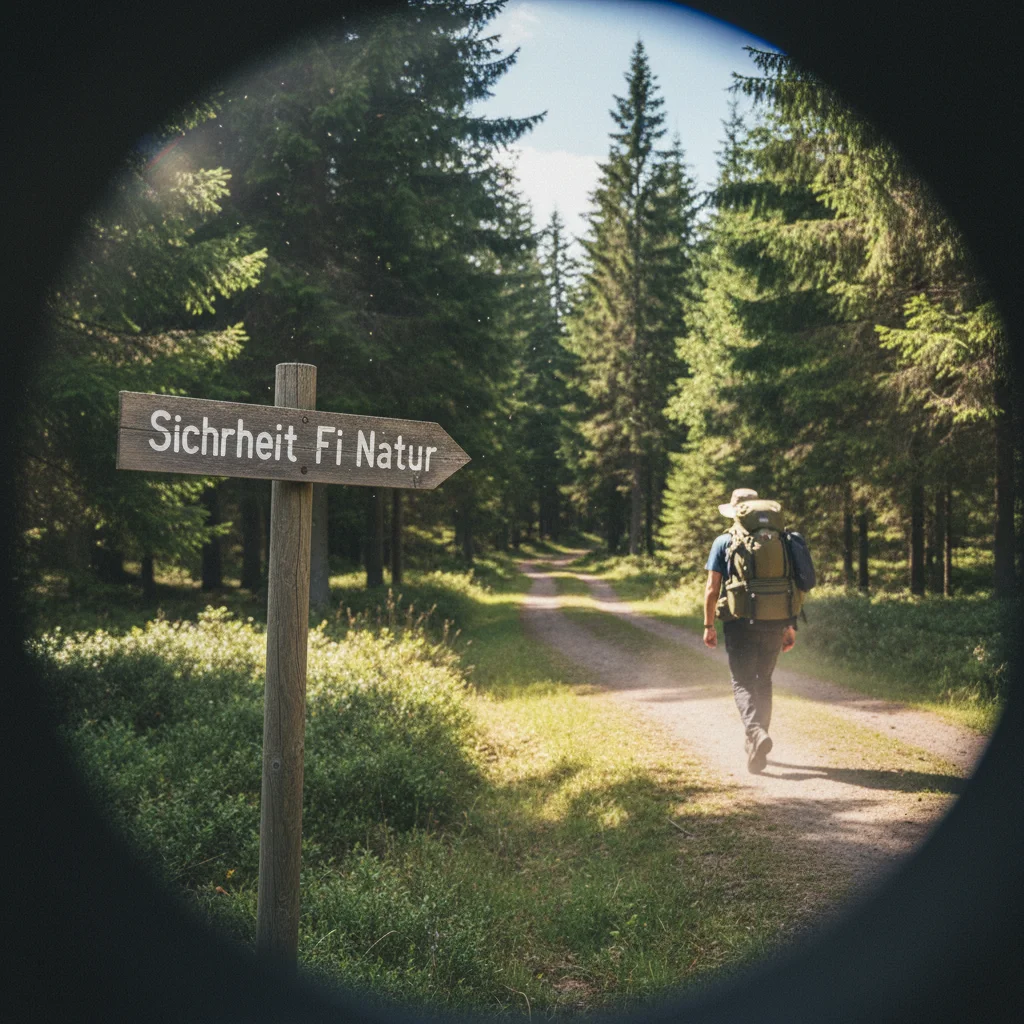 Wanderer auf einem markierten Weg in der finnischen Wildnis