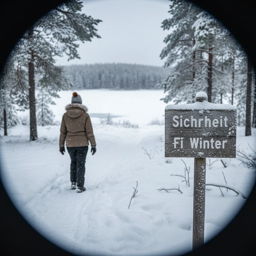 Verschneite Straße in Finnland mit Winterbedingungen