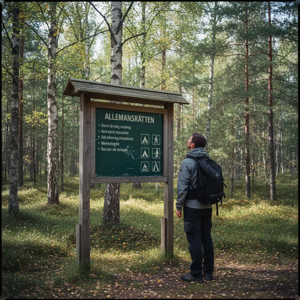 Informationsschild zum Jedermannsrecht (Allemansrätten) in einem schwedischen Naturgebiet