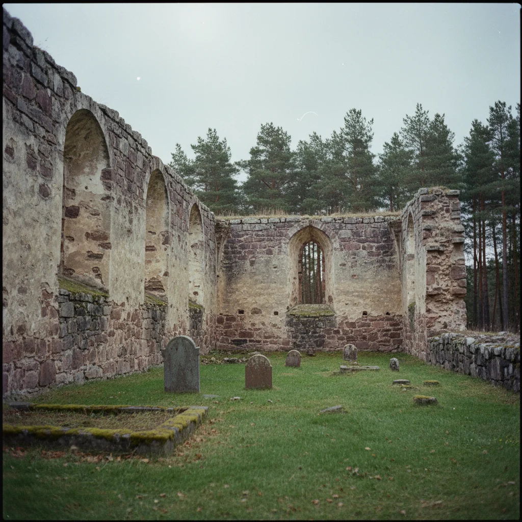 Mauerreste einer mittelalterlichen Kirchenruine in Sigtuna